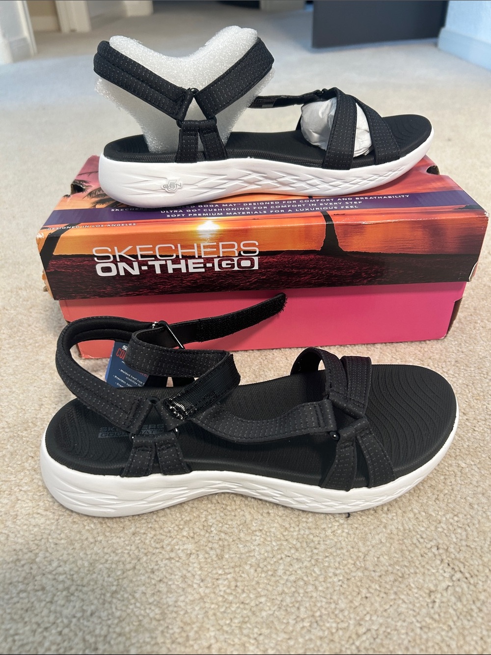 Skechers Black & White On-The-Go Sport Sandals
